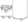 Charm Jewellery Sets  925 Sterling Silver White Heart Double Zircon Design Necklace and Earrings Jewelry Set