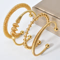 Bohemian Jewelry 18K Gold Plated Stainless Steel Spring Adjustable Twist Cuff Bracelet for Women