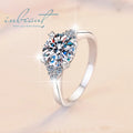 Silver 925 Original 2 Carat Brilliant Cut Diamond Test Past D Color Moissanite Wedding Ring for Women Real Gemstone Jewelry
