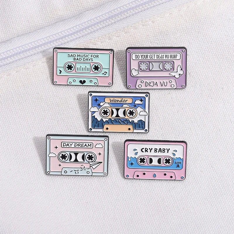 25 Styles Music Tape European and American Singers Metal Pin Vintage Best Song Badge Brooches Bag Clothes Enamel Lapel Pin