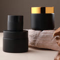 Luxury Round Black Glass Face Cream Jar with Screw Cap for Skincare Cosmetics Black Matte Finish Aluminum Plastic Cap Material