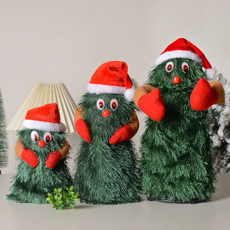 DAMAI Electric Christmas Tree Plush Toy Singing and Dancing Christmas Toys Xmas Gifts for Toddlers Kids Red Hat Gloves