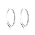 925 Sterling Silver CZ Diamond Single Row Big Circle Women Fashion Simple Huggie Hoop Earrings