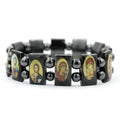 Magnetic Therapy Health Hematite Bracelet Men Black Depicting Jesus Saint Messiah Christianity Religion Spiritual Bracelet
