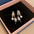 S925 Silver Needle Light Luxury Pearl Heart Ear Stud For Women Pearl Zircon Wheat Leaf Ear Buckle Zircon Love Stud Earring