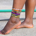 Fashion Summer Beach Bohemian Colorful Stretch Glass Seed Rice Beads Anklets Foot Jewelry for Women