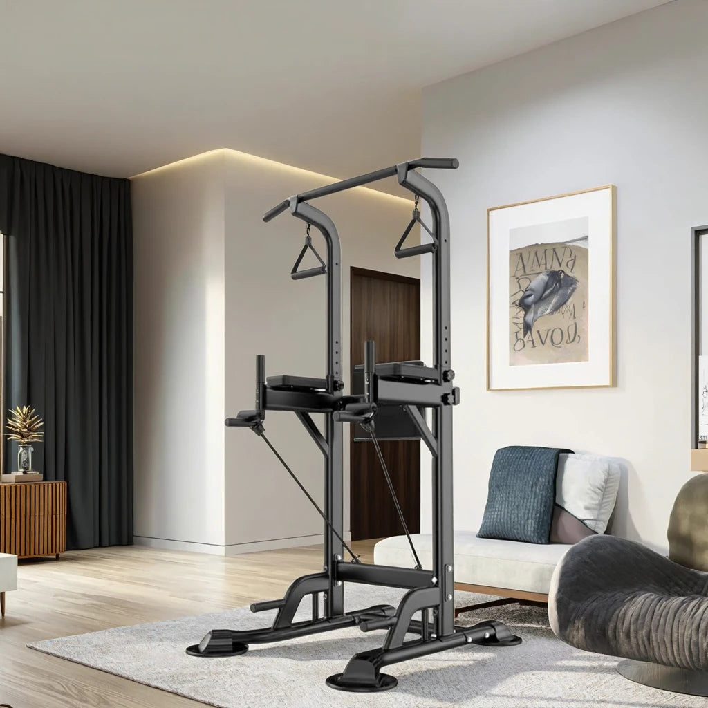 Indoor Pull up Bar Adjustable Height Standing Pull up Bar Dip Station for Home Gym