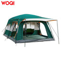 Woqi Extra Large Tent 12 Person Family Cabin Tents 2 RoomsStraight Wall 3 Doors and 3 Window  With Mesh WaterproofDou