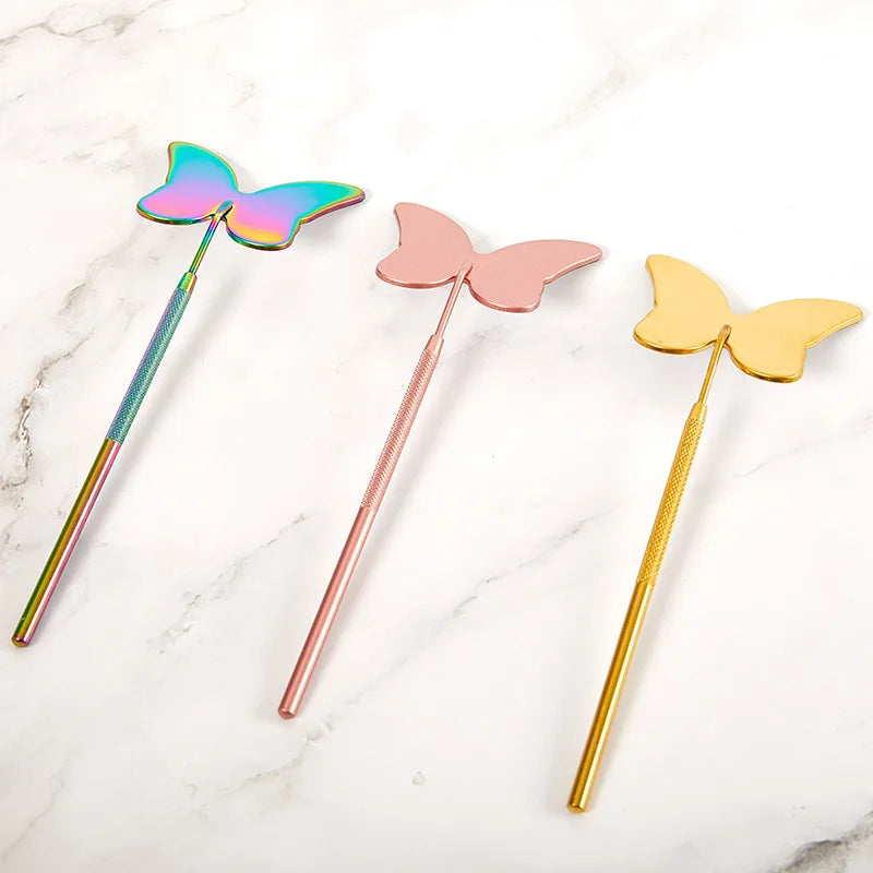 Wholesale High Quality Lash Extension Inspection Butterfly Shape Handheld Eyelash Mirror
