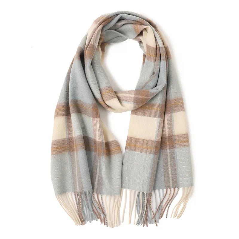 2023 Classic Scotland Checked Pattern 100% Pure Cashmere Woven Scarf Customized Logo Autumn Unisex 30x180cm