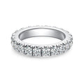 Abiding Fine Jewelry Custom 925 Sterling Silver Anniversary Eternity Band Round Moissanite Diamond Wedding Band Rings