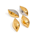 J&D 18K Gold Plated Stainless Steel Stud Earrings Minimalist High-Polished Modern Leaf Design for Gift