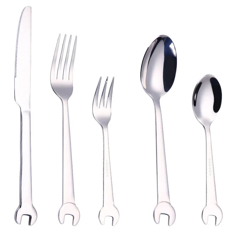 Wholesale 304 Stainless Steel Fork and Spoon Wrench Set Cutlery Design Wrench Spoon