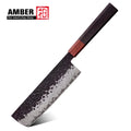 2024 Amber Black Hammer Knife Blade Japanese Kitchen Nakiri Vegetable Knife Damascus Chef Knife with Wood Handle