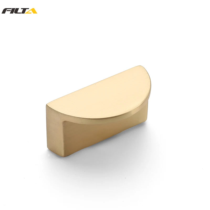 Semi-Circular Shape Solid Brass Knob Furniture Handles Sector Drawer Pulls Kitchen Cabinet Gold Smooth Handle 2114