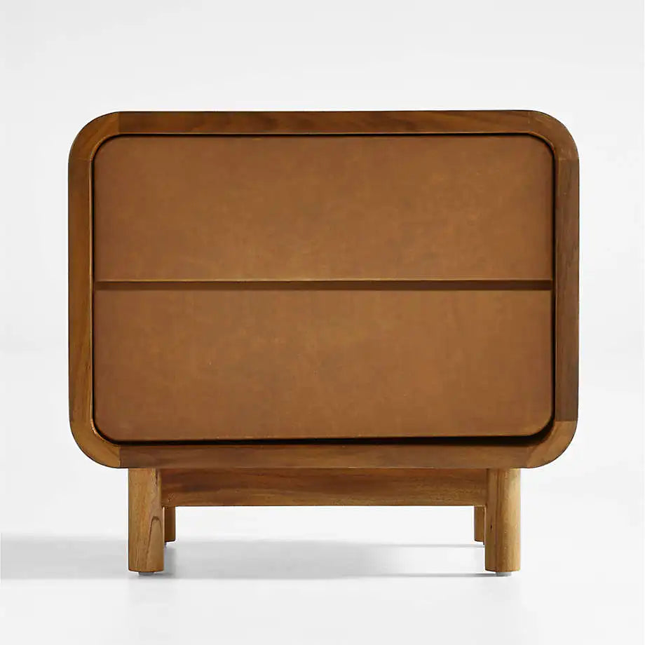 Modern 2-Drawer Solid Pine Wood Bedside Cabinet MDF Panel Bedroom Furniture for Home & Hotel Living Room Use