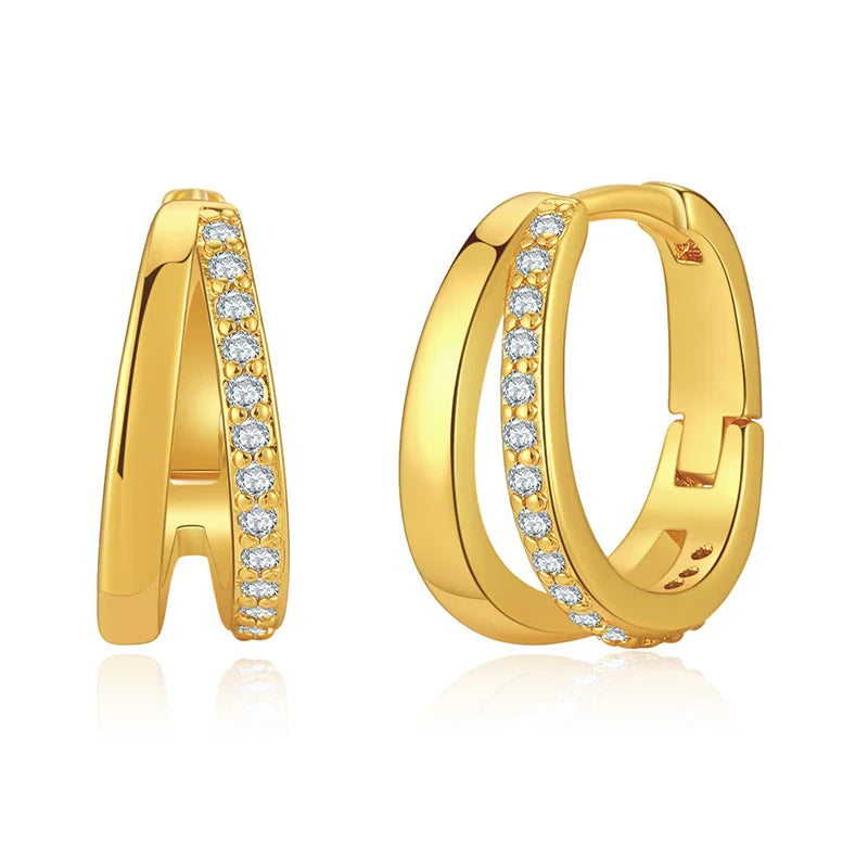 New Arrival ORNAPEADIA Bohemia Style Jewelry Brass 18K Filled Gold Small Hoop Earrings Inlaid Exquisite Zircon Women Huggie Gift