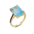YBO 6.5CT Cushioned Natural 925 Sterling Silver Blue Topaz Cubic Zirconia Certified Trendy Unisex 18K Gold Plated Wedding Ring