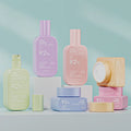 Fuyun Wholesale Unique Coloured Gradient Cosmetic Packaging Set Custom Printed Face Cream Jar Glass Lotion Bottle with Pump