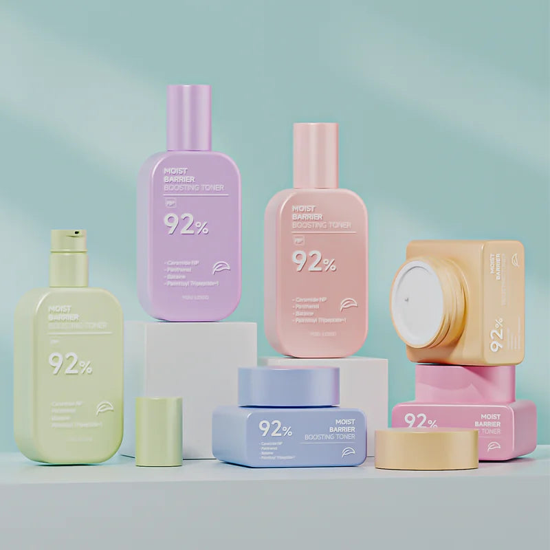 Fuyun Wholesale Unique Coloured Gradient Cosmetic Packaging Set Custom Printed Face Cream Jar Glass Lotion Bottle with Pump