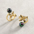 Hawaiian Jewelry Wholesale Luxury Women Korea Flower Pearl Ring 18k Gold Plating Designer Adjustable Rings for Women