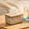 Luxury Transparent Tissue Paper Dispenser Box Wood and Bamboo Home Storage Case With Elegant Modern Design for Napkins