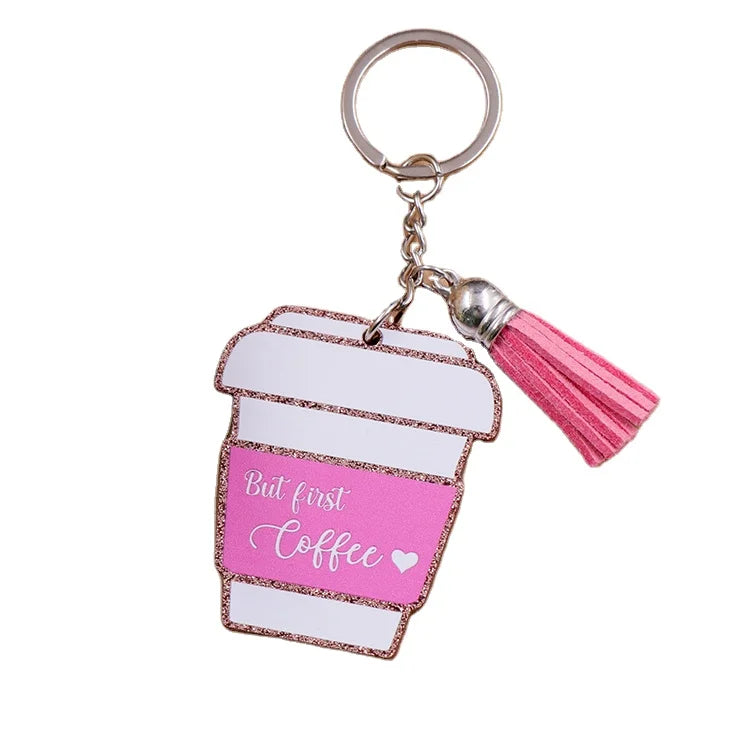 KHS192KH1092-2inches 50mm Good Quality Acrylic Birthday Party Favor Wholesale Gift for Her Coffee Cup Keychain