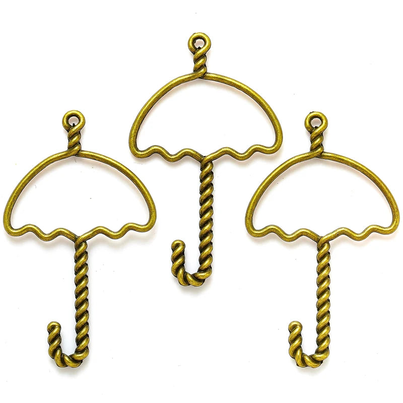 YuenZ Zinc alloy frame Pendants Hollow Metal umbrella Charms DIY Necklace earrings Jewelry Accessories 49mmx 29mm