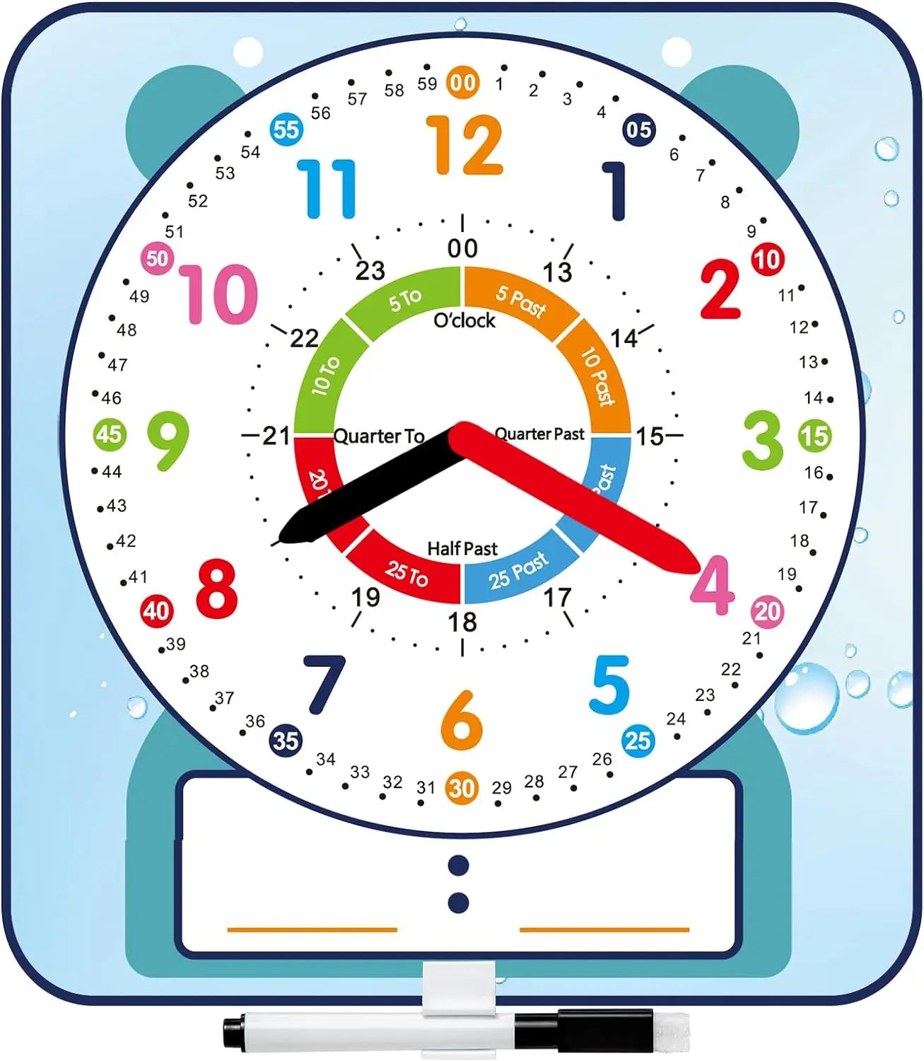 Magnetic Writable Dry-Erase Teaching Clock for Kids Cute Home School Classroom Supplies Paper Material