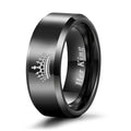 OAHLAN 6mm Black High Polished Her King His Queen Printed Engravable Couple Wedding Bands Crown Tungsten Carbide Rings