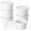 Hodeang 2025 Custom 8oz White Creme Brulee Porcelain Ramekins Baking Souffle Ramekins Bowls 6ps Set Classic Style Ramekins Bowls