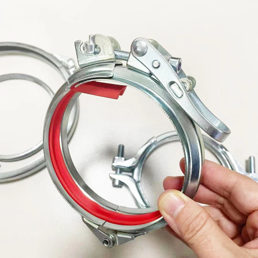 125mm Rapid Lock Quick Release Duct Clamp Pull Ring with Seal for Modular Ducting in Dust Collection