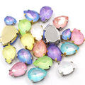 Wholesale Aurora Mocha Color Drop  Shape Crystal Glass Rhinestones With Claw
