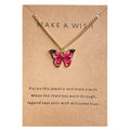 Trendy Multiple Colors Butterfly Necklace Thin Chain Colorful Pendant Necklace for Women Jewelry