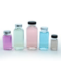 2023 New Arrival 8oz 2oz 16oz French Square Juice Glass Bottles Packaging for Beverage With Plastic Screw Cap