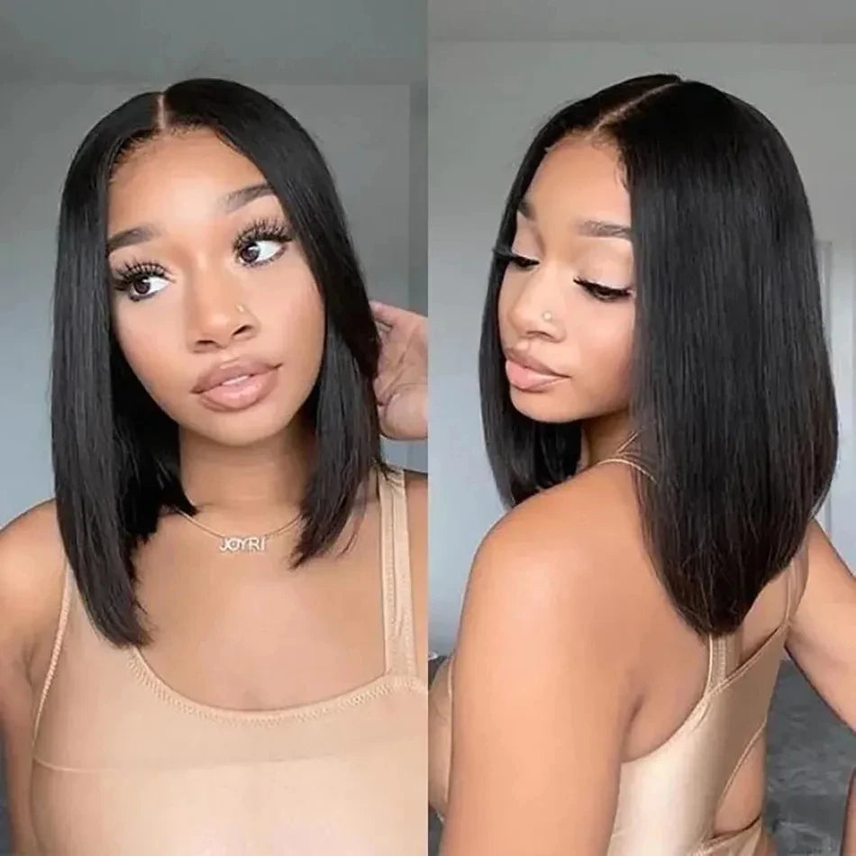 Natural Color Transparent Lace Sdd Wigs Indian Hair Short Bob Glueless Human Hair Wigs Closure 5x5 Super Double Drawn Straight