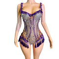 Taylor Fringe Sequin One Piece Jumpsuit Women Rave Festival Outfits Show Singer Dancer Rompers Lady Sexy Rhinestone Bodysuits