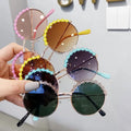 2022 Round Kids Girls Sunglasses Flower Baby Girl Children Shades Sun Glasses Girls Cute Half Frame Metal Sunglasses
