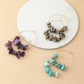 New Arrival Handmade Simple Natural Stone Amethyst Gravel Earrings Turquoise Hoop Stone Earrings for Women