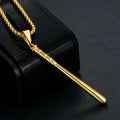 High Quality Stainless Steel Polished Gym Jewelry Necklace Sports Baseball Bat Shape Cross Pendant Necklace for Women and Men