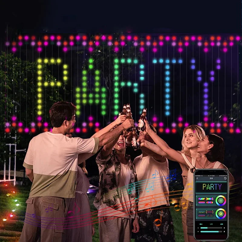 APP Controlled Outdoor Decorative LED Fairy Light Curtain Screen for  DIY Programming for Atmosphere Lighting
