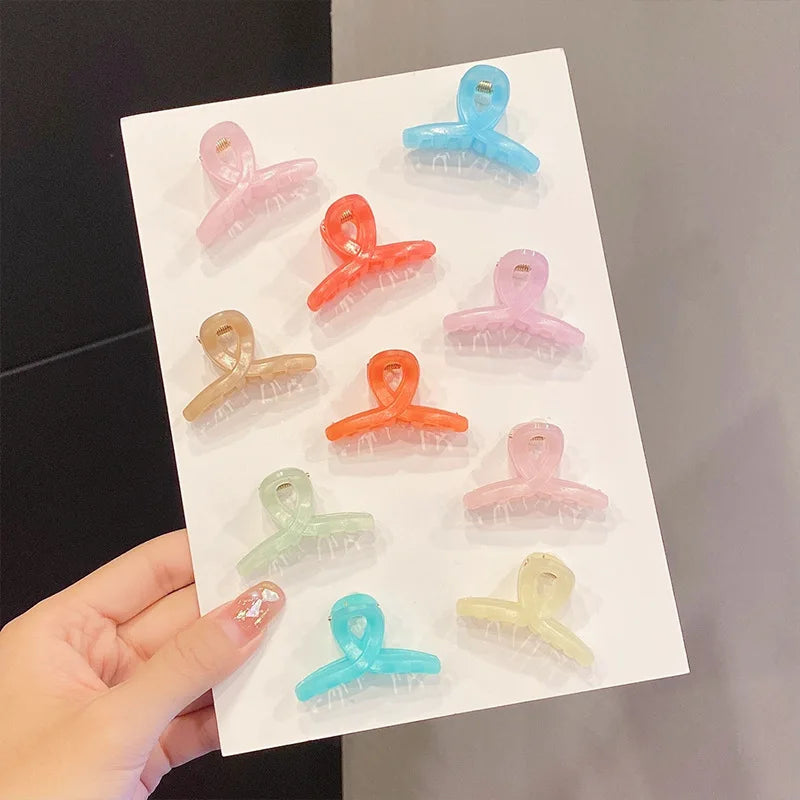 2022 Korean Mini No-Slip Grip Jaw Hair Clip Claw Small Candy Color Plastic Cross for Girls and Women