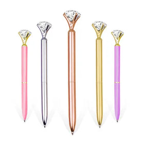 Wholesale Custom Print Logo Glitter Metal Ball Pen Ballpoint Pen Creative Crystal Big Diamond Ballpoint Pen