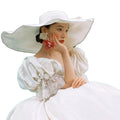 Women White Wide Brim UV protection Church Sun Hat Kentucky Derby Satin Ladies Wedding Hat for Bride