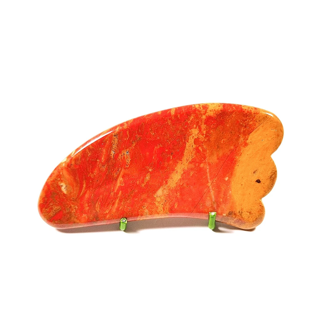 Huiying Beautiful Natural Polished Facial Mookaite jasper Gua Sha Board Claw Body Massage Healing Crystals