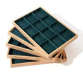 Multiple Styles Dark Green Suede Jewelry Compartment Organizer Tray for Earrings Rings Necklace Bracelets