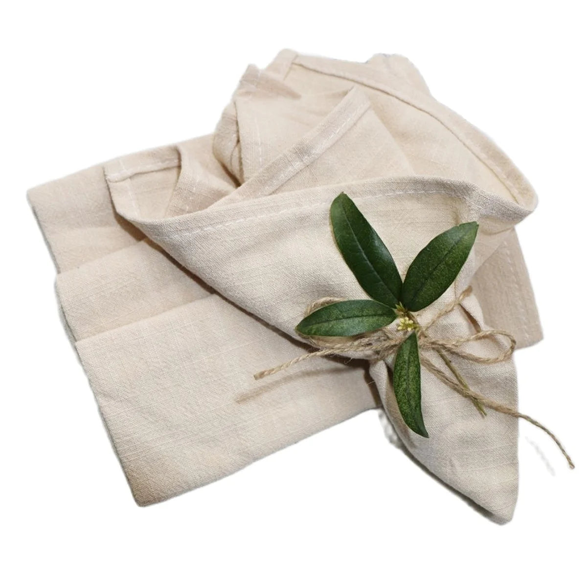 Beige Cotton Napkins Wholesale Soft Comfortable Serviette De Table En Tissus Washable Wrinkled Cloth Handmade Customized Logo
