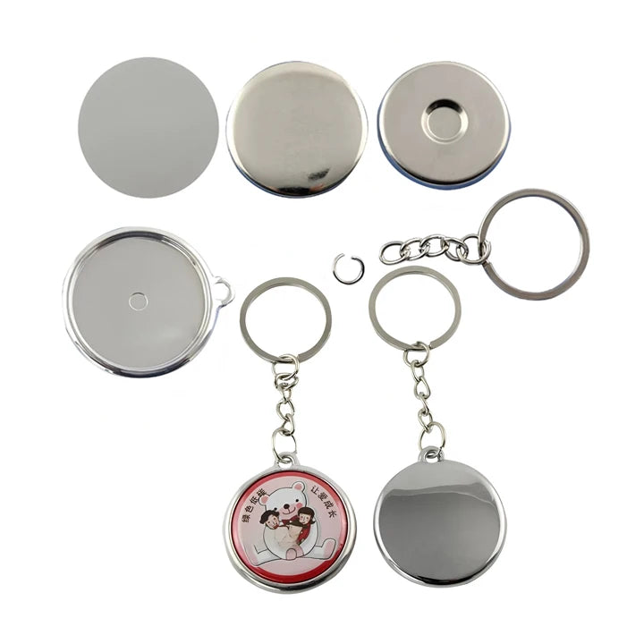 25/32/37mm Custom Single Sided Zinc Alloy Vintage Cartoon Waterproof Keychain Blank Bulk Pack 50 Sets Per Package Business