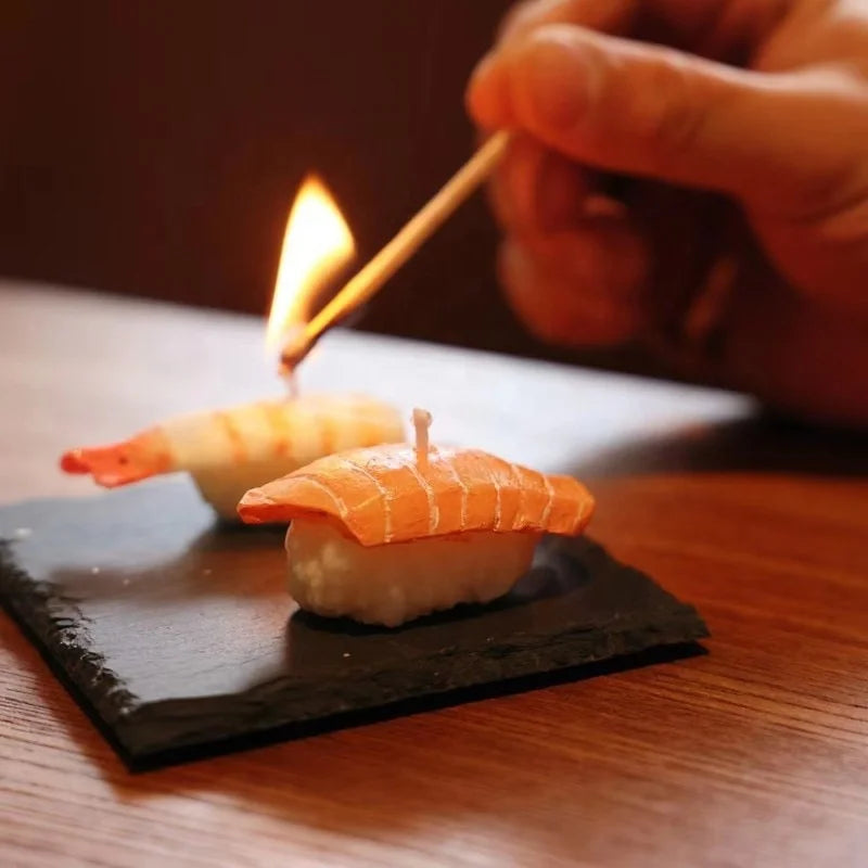 Berry Scent Japanese Food Refined Compact Sushi Salmon Fragrance Aromatherapy Scented Candles Photography Props for Products
