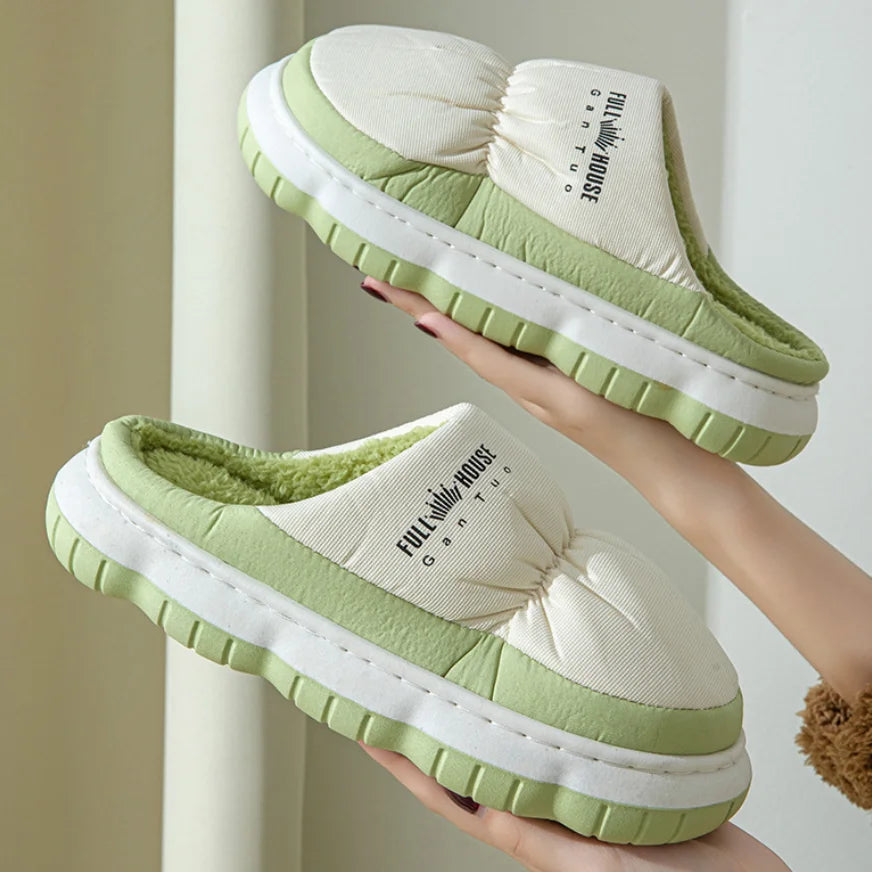 Fashion Furry Slippers for Men and Women Winter Indoor Home Shoes Plush Warm Cotton Warm Slippers